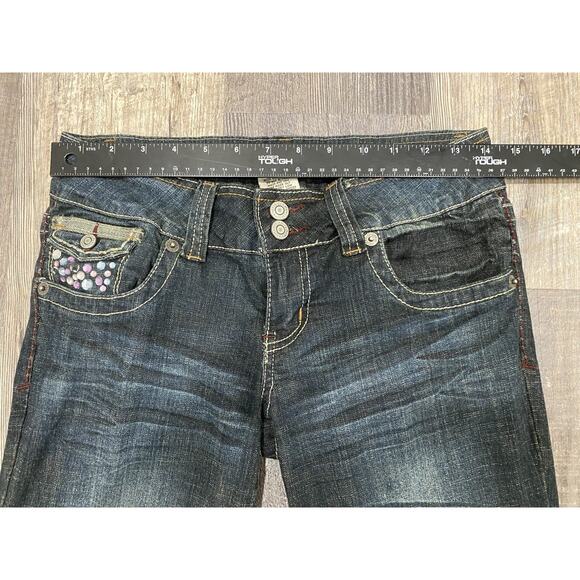 Hydraulic Jeans Womens Sz 7/8 Lowrise Straight Ankle Stretch Denim Whiskers Y2K - Picture 12 of 16